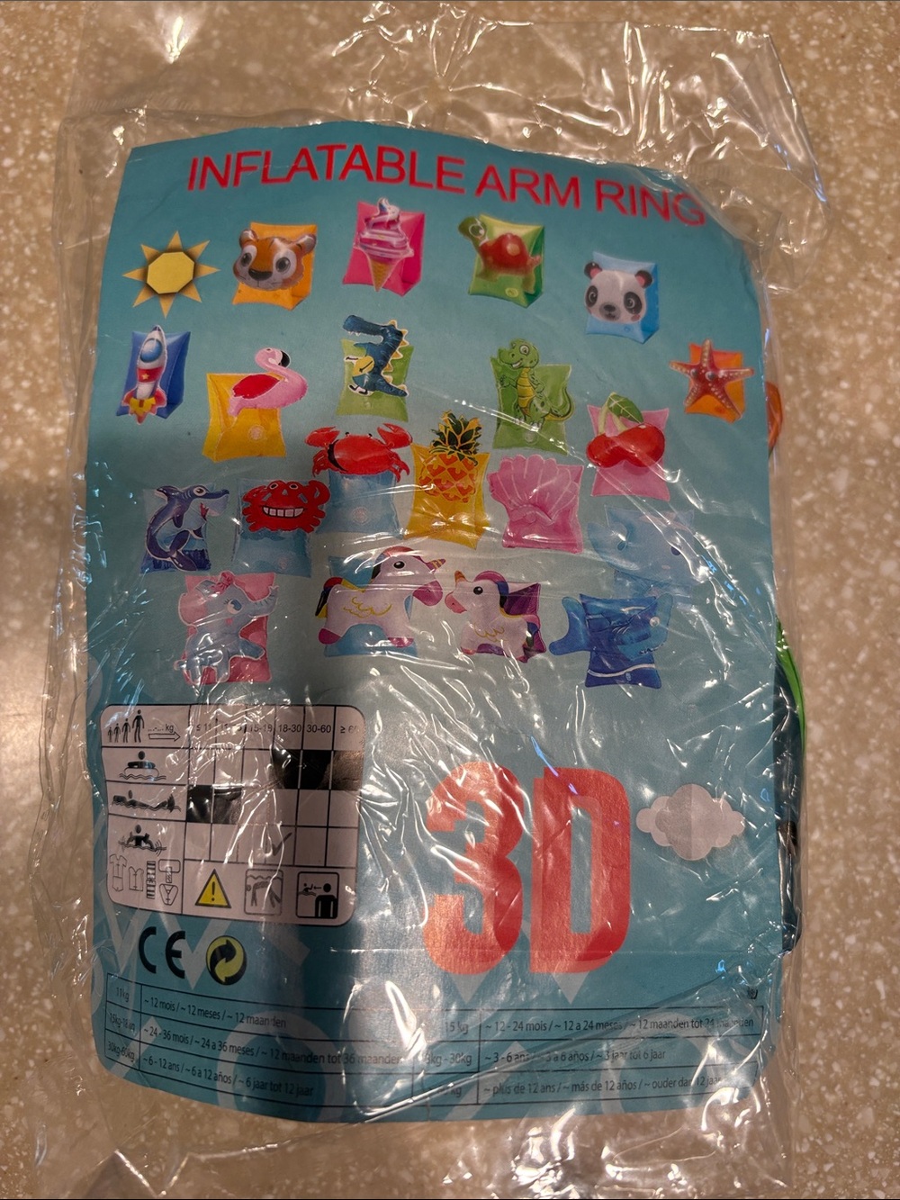 Kids 3D Inflatable Arm Ring Floaties - Blue